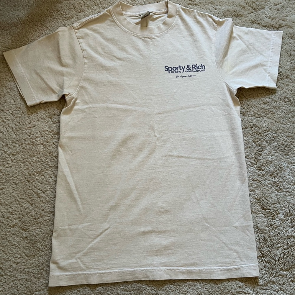 Sporty & Rich Cream Short-Sleeve Logo Tee